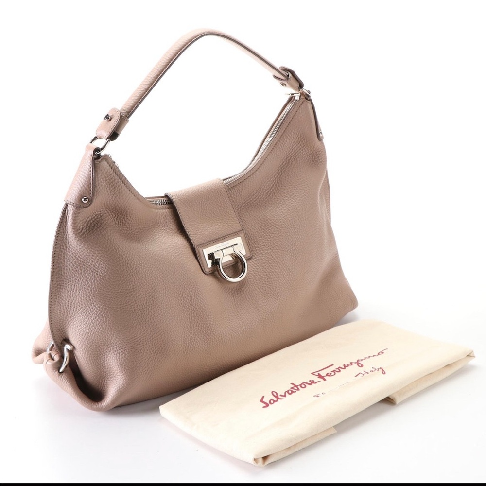 Authentic Salvatore Ferragamo 
18.5" W x 11.0" H x 5.0" D
- 5" handle drop.